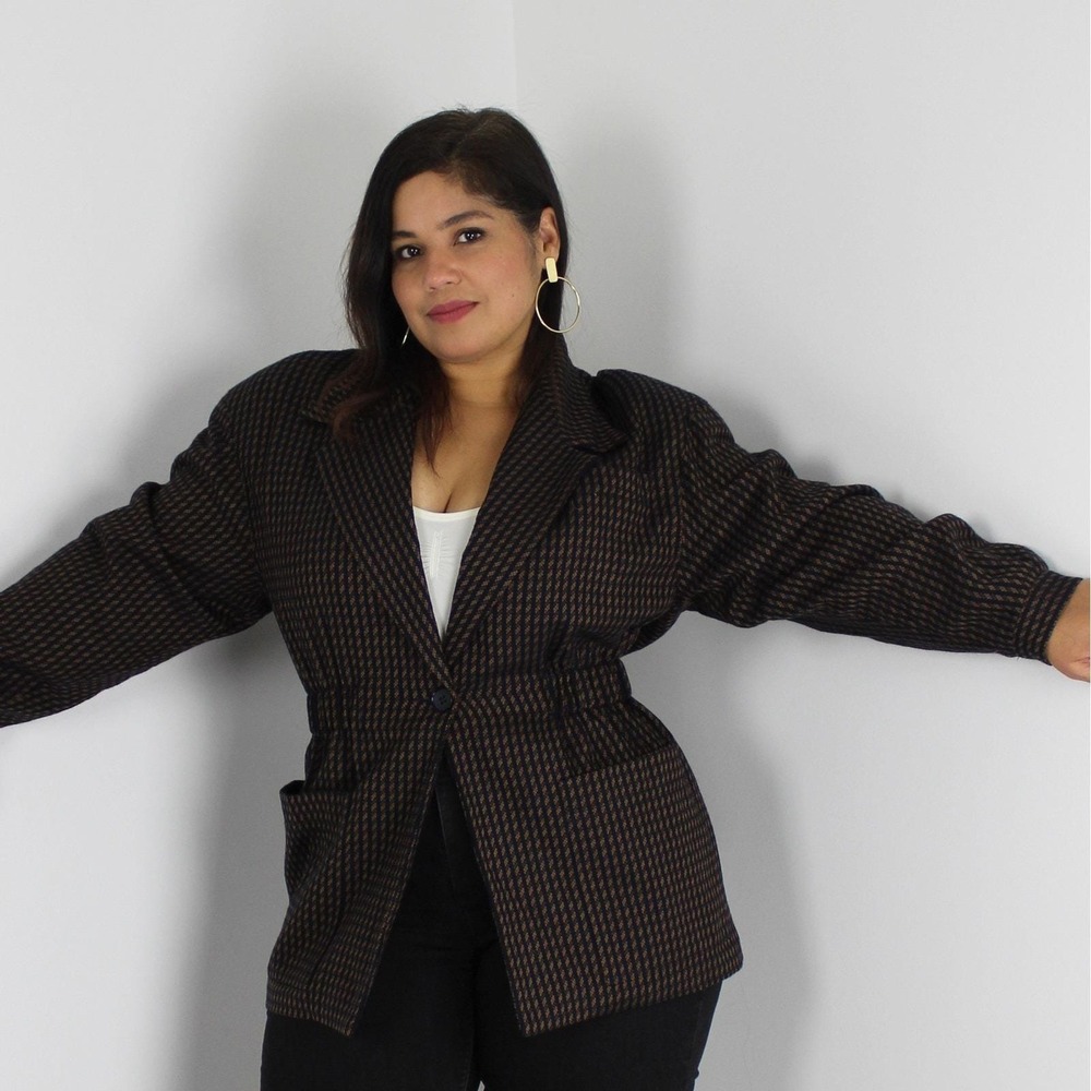 Vintage 80s Power Blazer Cinched Waist Size